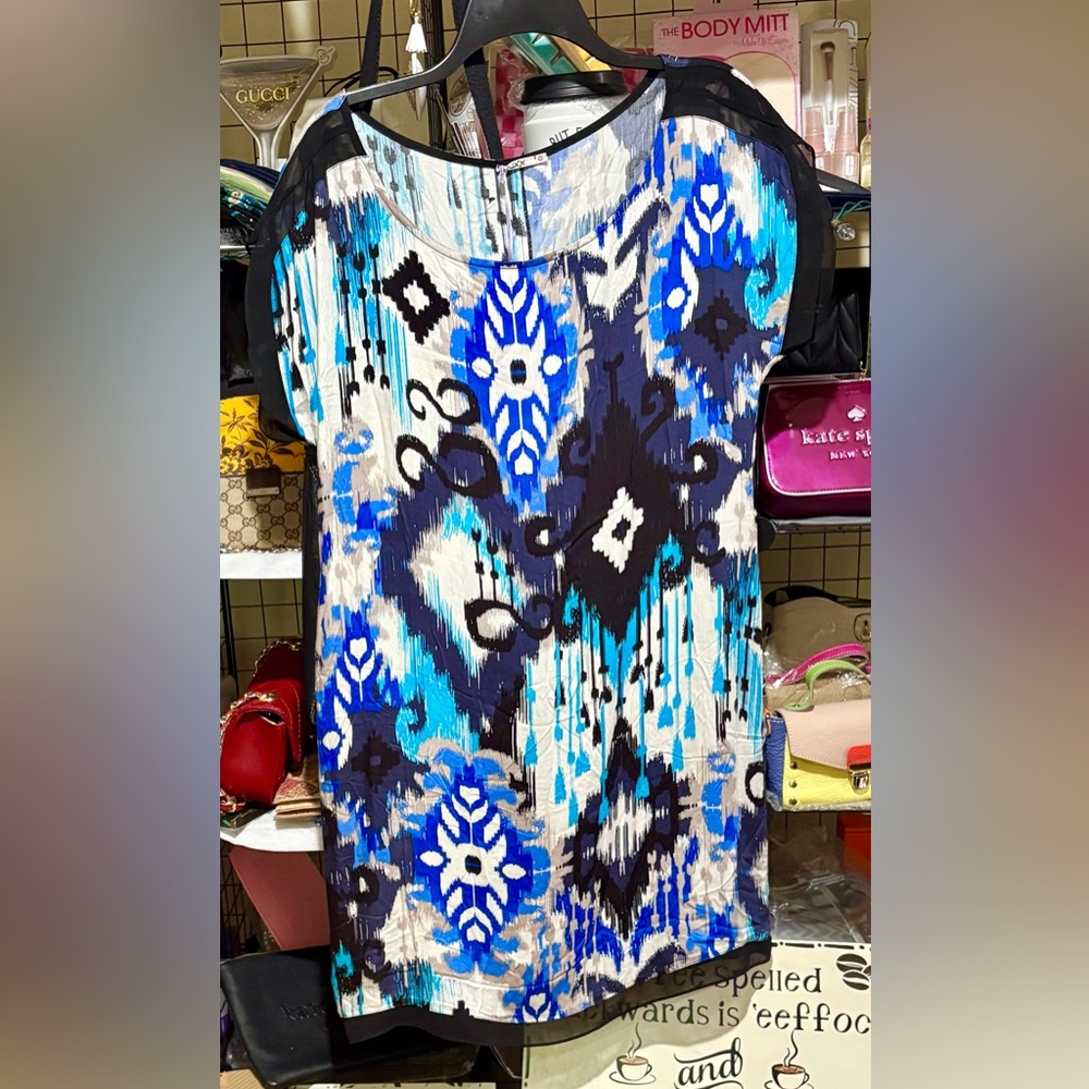 Stylish Blue Patterned Women's Tunic/Dress